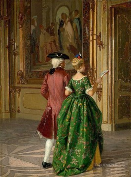  Alonso Oil Painting - couple to party Mariano Alonso Perez Rococo
